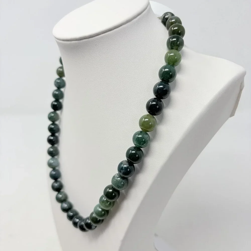 Shop LC Green Dragon Blood Jasper Beaded‎ Necklace in Sterling Silver 18